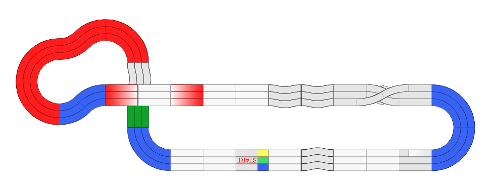 Mini 4WD circuit layout with 2 junior circuit tracks and a cut jump Ipswich Makerspace 30 November 2024